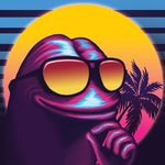  amphibian eyewear frog meme palm_tree pepe_the_frog smile smug sun sunglasses tree unknown_artist vaporwave 