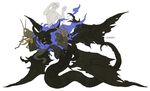  character_name clenched_teeth commentary concept_art demon demon_wings doi_masayuki fire frog full_body goat hand_on_own_face highres horns locust multiple_wings official_art scorpion_tail shin_megami_tensei shin_megami_tensei_iv shin_megami_tensei_iv_final snake tail teeth wings yhvh 