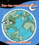  ambiguous_gender animate_inanimate blue_eyes digital_media_(artwork) english_text flirting half-closed_eyes humor not_furry sea solo space sun text the_moon unknown_artist water what 