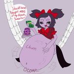  arachnid arthropod belly big_belly bulge dialogue english_text female food half-awake-jake hand_on_stomach money muffet multi_arm multi_eye multi_limb open_mouth purple_skin spider text undertale video_games vore 