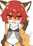  1girl female fox furry ohakotome open_mouth red_eyes red_hair short_hair solo 