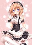  :d alternate_costume animal_ears apron bangs black_dress blush brown_hair bunny_ears dress fake_animal_ears fleur_de_lapin_uniform gochuumon_wa_usagi_desu_ka? hoto_cocoa maid maid_headdress nogi_takayoshi open_mouth petticoat puffy_short_sleeves puffy_sleeves purple_eyes short_sleeves smile solo thighhighs waist_apron white_legwear wrist_cuffs 