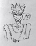  anthro canine clothed clothing looking_at_viewer male mammal monochrome plgdd shirt skinny solo tank_top traditional_media_(artwork) 