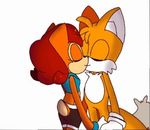  cute invalid_tag kissing miles_prower safe sally_acorn saltails simple_background sonic_(series) video_games white_background 