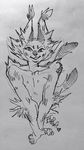  anthro canine fur looking_at_viewer male mammal monochrome plgdd smile solo teeth traditional_media_(artwork) 
