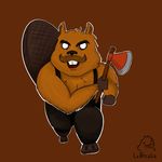  2017 axe beaver buckteeth clothed clothing digital_media_(artwork) don&#039;t_starve lupelongo male mammal melee_weapon open_mouth rodent simple_background solo teeth video_games weapon werebeaver woodie 