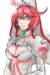  absurdres blue_eyes breasts cleavage clover early_type elphelt_valentine four-leaf_clover guilty_gear guilty_gear_xrd hat highres medium_breasts pink_hair short_hair smile solo spikes veil 