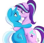  2016 blush equine female friendship_is_magic horn horse mammal my_little_pony nose_kiss pony raikoh-illust starlight_glimmer_(mlp) trixie_(mlp) unicorn 