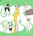  breasts butt clothing dress eyes_closed female gardevoir green_hair hair hand_on_hip immortalstar midriff nintendo nipples nude pok&eacute;mon pok&eacute;morph red_eyes sitting smile solo video_games wide_hips 