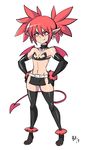  1girl bigdead93 choker disgaea elbow_gloves etna fang high_heel_boots red_eyes skirt tail thigh_boots twintails wing 