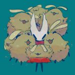 2025 2_horns ambiguous_gender arthropod black_eyes blipbugbug cloak clothed clothing empty_eyes female_(lore) flea_(hollow_knight:_silksong) fur group hi_res hollow_knight:_silksong hollow_knight_(franchise) horn hornet_(hollow_knight) hug open_mouth open_smile red_cloak red_clothing smile team_cherry