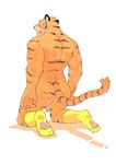  anthro blush butt feline looking_at_viewer male mammal muscular nude penis presenting presenting_hindquarters rear_view simple_background solo tiger ujishiyo white_background 