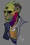  alien animal_humanoid black_eyes drell green_scales grey_background humanoid jewelry male mass_effect necklace reborn-gp reptile reptile_humanoid scales scalie simple_background solo thane_krios video_games 