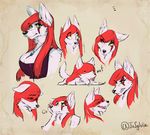  canine female fur green_eyes hair mammal red_hair simple_background sylviajo white_fur wolf 