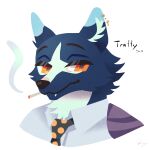 2025 anthro black_nose blue_body blue_fur borobug canid canine canis cheek_tuft christian_cross christian_symbol christianity cigarette clothing collared_shirt cross digital_drawing_(artwork) digital_media_(artwork) dipstick_ears dire_wolf dithering ear_markings english_text eyebrows eyelashes facial_tuft fur hi_res inner_ear_fluff japanese_text luzenith_lawchi male mammal multicolored_ears narrowed_eyes neck_tuft necktie pattern_necktie piercing prehistoric_species raised_eyebrows red_eyes religion religious_symbol shaded shirt signature simple_background simple_shading smoke smoking snaggle_tooth solo spotted_necktie stylized text topwear tuft white_background white_body white_clothing white_fur white_sclera white_shirt white_topwear wolf