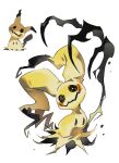  1girl @_@ bairizuomeng claws full_body highres looking_at_viewer mimikyu no_humans pokemon pokemon_(creature) pokemon_focus reference_inset simple_background solo standing white_background 