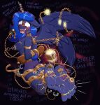 anthro anthrofied ball_gag bdsm blue_body blue_eyeshadow blue_fur blue_hair blush bodily_fluids bondage bondage_gear bondage_gloves bound box butt caroo chain chained chastity_belt chastity_device clothing collar container cube dialogue english_text equid equine eyeshadow feet female foot_fetish friendship_is_magic fur gag hair handwear hasbro helpless hi_res horn horn_jewelry horn_ring humanoid_feet jewelry laser magic magic_inhibitor makeup mammal my_little_pony mythological_creature mythological_equine mythology needleplay nipple_fetish nipple_play plantigrade princess_luna_(mlp) ring_(jewelry) short_tail solo submissive submissive_anthro submissive_female sweat sweatdrop tail tears text tickle_fetish tickle_torture tickling tickling_feet tickling_nipples winged_unicorn wings wings_tied