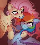 absurd_res bat_pony bite blue_body blue_fur blush duo ear_bite equid equine female female/female feral flutterbat_(mlp) fluttershy_(mlp) friendship_is_magic fur hair hasbro hi_res horse loepone mammal multicolored_hair my_little_pony mythological_creature mythological_equine mythology pegasus pink_eyes pink_hair pony rainbow_dash_(mlp) rainbow_hair red_eyes wings yellow_body yellow_fur