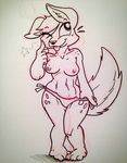  breasts canine clothing cute dog drawing female furgazmo mammal one_eye_closed panties sketch tongue underwear wink 