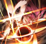  1girl animal_ears black_hole energy_ball highres hololive hololive_english insfidelie long_hair panther_ears panther_girl pink_hair raora_panthera solo virtual_youtuber white_hair yellow_eyes 