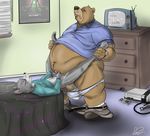  age_difference anal anal_penetration balls balls_deep bear belly_overhang big_balls big_dom_small_sub bottomless canine clothed clothing cum dirtymutt erection eyewear father glasses holding_(disambiguation) male male/male mammal nintendo obese overweight parent penetration penis sex size_difference tron underwear video_games wolf 