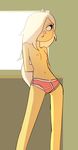  adventure_time anthro areola blonde_hair breasts bronwyn canine cartoon_network clothing eyelashes female fur hair horn long_hair mammal navel nipples secludedsketches_(artist) small_breasts solo standing underwear yellow_fur 