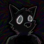 2023 abstract_background anthro big_eyes big_nose black_body black_fur bust_portrait canid canine canis cheek_tuft demensa digital_media_(artwork) ears_up eye_reflection eyebrows facial_tuft fur glistening glistening_eyes head_tuft icon looking_at_viewer male mammal monotone_body monotone_fur mouthless outline pixel_(artwork) portrait raised_eyebrows reflection solo surrealism tuft wolf