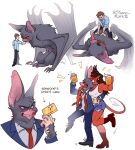 2_horns 5_fingers animal_head animal_humanoid bat beverage dispatch fingers for_a_head holding_beverage holding_object horn human humanoid humanoid_hands malevola_gibb mammal membrane_(anatomy) membranous_wings red_body red_skin robert_robertson_(dispatch) sonar_(dispatch) stamp_mark16 tongue tongue_out wings