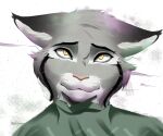 absurd_res anthro canada_lynx clip_studio_paint_(artwork) digital_media_(artwork) disney enoxarts felid feline front_view fur grey_body grey_fur head_tilt hi_res lynx male mammal pawbert_lynxley portrait solo whiskers yellow_eyes zootopia