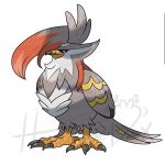  animal_focus artist_name bird black_sclera colored_sclera grey_feathers harambedex highres mega_pokemon mega_staraptor no_humans official_style pokemon pokemon_(creature) pokemon_focus red_eyes staraptor talons v-shaped_eyes 