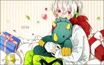  1boy birthday facial_mark headphones heart kagerou_project konoha_(kagerou_project) plush presents red_eyes white_hair 