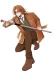  1boy brown_coat brown_hair brown_pants brown_shoes brown_sleeves ca11me_otaku coat collared_shirt curtained_hair drawing_sword dress_pants fingernails glasses green_vest holding holding_sheath holding_sword holding_weapon kneeling lapels legs_together long_sleeves male_focus maximin_liebkne necktie nexon notched_lapels pants red_eyes red_necktie rimless_eyewear round_eyewear second-party_source sheath shirt shoes short_hair simple_background sleeve_cuffs solo straight_hair sword tales_weaver transparent_background trench_coat undershirt unsheathing vest waistcoat weapon white_shirt wing_collar 
