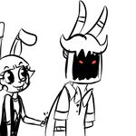  2015 animated animatronic anthro bow_tie buckteeth duo five_nights_at_freddy&#039;s five_nights_at_freddy&#039;s_2 inkyfrog lagomorph machine male mammal rabbit red_eyes restricted_palette robot simple_background smile teeth toy_bonnie_(fnaf) video_games white_background withered_bonnie_(fnaf) 