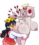 02_(kirby) absurd_res bandage big_breasts big_butt black_hair breasts butt butt_focus cel_shading clothed clothed/nude clothing crown cyclops duo eyes_closed eyewear fairy fairy_queen_(kirby) female female/female freckles glasses hair hall headgear hi_res hug huge_breasts huge_butt hugging_another hugging_butt humanoid kirby_(series) kirby_64:_the_crystal_shards monster_girl_(genre) mouthless nintendo nipples nude pigtails red_eyes shaded somescrub surprised tail white_body white_hair white_skin wings