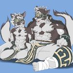  armpits bulge canine clothing horkeukamui karura_4 loincloth male male/male mammal muscular selfcest solo square_crossover tokyo_afterschool_summoners wolf 