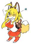  animalization artist_reqeust blonde_hair character_request dog furry long_hair one_eye_closed thumbs_up vocaloid voierloid yellow_eyes 