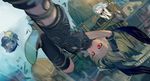  blonde_hair bodysuit boots bracer building cecie_(gravity_daze) commentary extra falling floating_hair gravity_daze gravity_daze_2 hands_together highres kitten_(gravity_daze) long_hair multiple_girls open_mouth pantyhose red_eyes short_hair shorts sleeveless tearing_up walzrj 