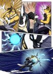 anthro aura_sphere clothing comic defending duo eeveelution fight generation_1_pokemon generation_2_pokemon hi_res jolteon juniorjosi male nintendo pokemon pokemon_(species) punch shaesullivan_(artist) shirt topwear torn_clothing torn_shirt torn_topwear umbreon uppercut wepawet