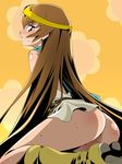  aoi_nagisa_(metalder) ass belt blush boots brown_eyes brown_hair cape circlet cosplay dragon_quest dragon_quest_iii dress from_behind heartcatch_precure! highres image_sample jewelry knee_boots kneeling legs long_hair looking_back myoudouin_itsuki no_panties pixiv_sample precure sage_(dq3) sage_(dq3)_(cosplay) short_dress solo sweat tears very_long_hair 