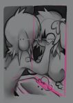 2022 ambiguous_gender anthro canid canine canis deadgirltv domestic_dog fr34kpet greyscale hi_res looking_at_mirror looking_at_object mammal mirror monochrome solo wynter_(fr34kpet)