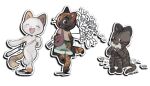 2022 alpha_channel ambiguous_gender anthro anthrofied bag bag_over_shoulder biped black_eyes blush bottomwear bouquet brown_body brown_ears brown_fur chibi clothing digital_drawing_(artwork) digital_media_(artwork) domestic_cat eyelashes eyes_closed felid feline felis flower fur group hand_on_face holding_bouquet holding_flower holding_object looking_at_viewer looking_back looking_back_at_viewer mammal markings melee_weapon not-cat one_leg_up open_mouth open_smile outline pawpads paws pixel_cat&#039;s_end plant raised_leg semi-anthro shirt shorts simple_background sitting smile softsy spots spotted_markings standing striped_markings striped_tail stripes sword tabby_cat tail tail_markings tan_body tan_ears tan_fur tongue topwear tortoiseshell_cat transparent_background trio weapon whiskers white_body white_fur white_outline