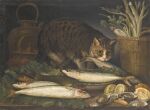 ambiguous_gender ancient_art bivalve domestic_cat felid feline felis feral fish_meat food fruit fur giovanni_rivalta hi_res lemon looking_at_viewer mackerel_(fish) mammal marine meat mollusk oil_painting_(artwork) oyster painting_(artwork) plant public_domain quadruped solo tail traditional_media_(artwork) whiskers