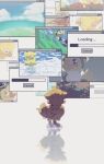  alpha_(ff14) animal_focus blurry blurry_foreground chocobo final_fantasy final_fantasy_xiv highres kmitty loading_screen no_humans pixelated reflection simple_background white_background window_(computing) 