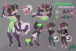 2019 akita alternative_fashion anthro artist_name biped black_hair butt canid canine canis character_name chroma_(chromedecay) chromedecay claws clothed clothing color_swatch coontail_hair countershading digital_drawing_(artwork) digital_media_(artwork) digitigrade domestic_dog ear_piercing english_text feet fur girly green_body green_fur grey_body grey_fur hair hair_over_eye hand_on_hip heterochromia highlights_(coloring) husky male male_anthro mammal model_sheet multicolored_body multicolored_fur nordic_sled_dog nude one_eye_obstructed pawpads paws piercing pink_body pink_fur pink_hair pupils scene_(fashion) scene_haircut solo spitz tail teeth text tongue unusual_pupils