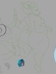 amygdahlia_(artist) anthro belly clothing deer drawpile gun hartswell_(amygdahlia) hi_res imminent_sex looking_back male mammal ranged_weapon scut_tail short_tail slightly_chubby solo surprised_expression tail tentacle_grab tentacles tight_clothing weapon