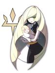  baby baby_carry bad_id bad_twitter_id blonde_hair closed_eyes dress green_eyes highres holding kuroi_paseri lillie_(pokemon) long_hair lusamine_(pokemon) mother_and_daughter multicolored multicolored_clothes multicolored_dress multiple_girls pokemon pokemon_(game) pokemon_sm sleeveless sleeveless_dress very_long_hair younger 