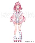  alicecoco animal_slippers aqua_eyes asymmetrical_legwear bear_slippers breasts cleavage closed_mouth commentary_request full_body jacket kuramochi_meruto leg_warmers long_hair looking_at_viewer nijisanji official_art open_clothes open_jacket pink_hair pink_jacket sample_watermark simple_background slippers smile solo standing uneven_legwear virtual_youtuber watermark white_background white_leg_warmers white_slippers 