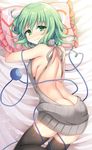  alternate_costume ass back backless_dress backless_outfit bangs bare_arms bare_back bare_shoulders black_legwear blush breasts butt_crack closed_mouth commentary_request dress eyeball green_eyes green_hair halterneck heart heart_of_string komeiji_koishi looking_at_viewer lying medium_breasts meme_attire no_hat no_headwear nose_blush on_stomach ribbed_sweater shikitani_asuka sideboob smile solo sweater sweater_dress thighhighs third_eye touhou turtleneck turtleneck_sweater virgin_killer_sweater yes yes-no_pillow 