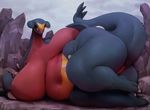  2017 anthro anus big_breasts black_sclera breasts claws female garchomp huge_breasts nintendo overweight overweight_female pok&eacute;mon solo sunibee thick_thighs toe_claws video_games 