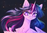 bust_portrait chest_tuft equid equine female feral friendship_is_magic hair hasbro hi_res horn julia_sunlight long_hair looking_at_viewer mammal my_little_pony mythological_creature mythological_equine mythology portrait simple_background smile solo sparkles tuft twilight_sparkle_(mlp) wingding_eyes winged_unicorn wings